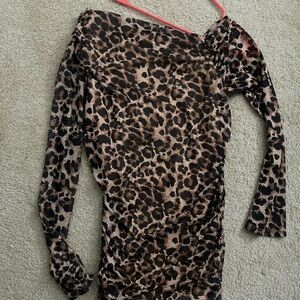 PrettyLittleThing Leopard Print One Shoulder Dress